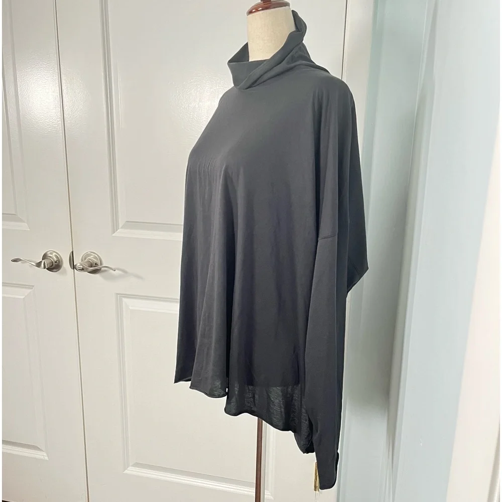 Eskandar black 100% prima cotton turtleneck top - Picture 8 of 11